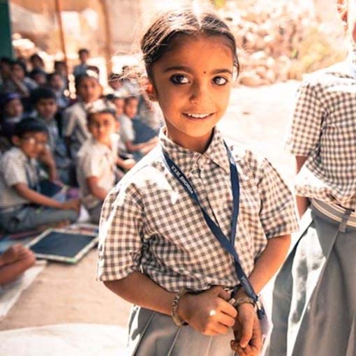 two young girls in school uniform, India